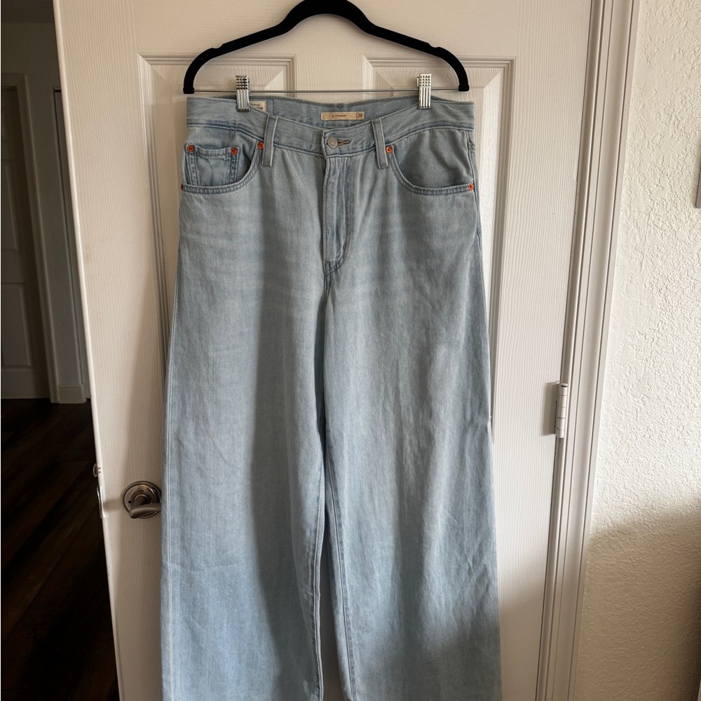 XL BAGGY STRAIGHT LINEN+ DENIM WOMEN'S JEANS Size 29 - Picture 8 of 12